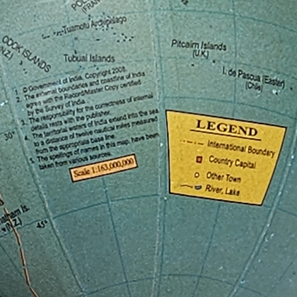 GLOBE 4inch diameter 163,000,000 : 1 scale copyright 2008 government of India - Picture 8 of 11